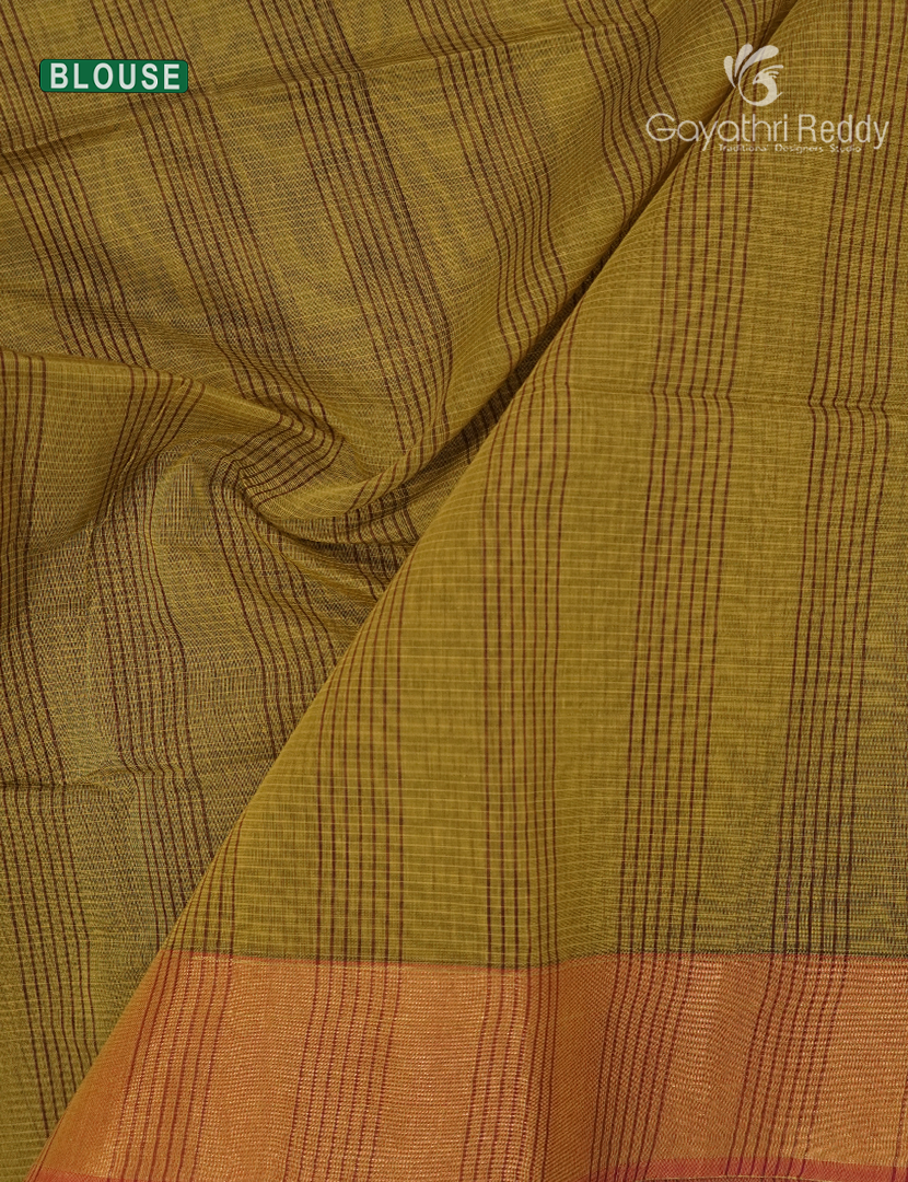 Semi Ikat Sico Saree in Dry Mehendi