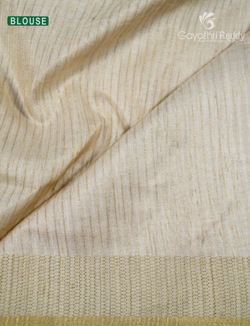 Semi Tussar Saree in Baby Pink and Ivory