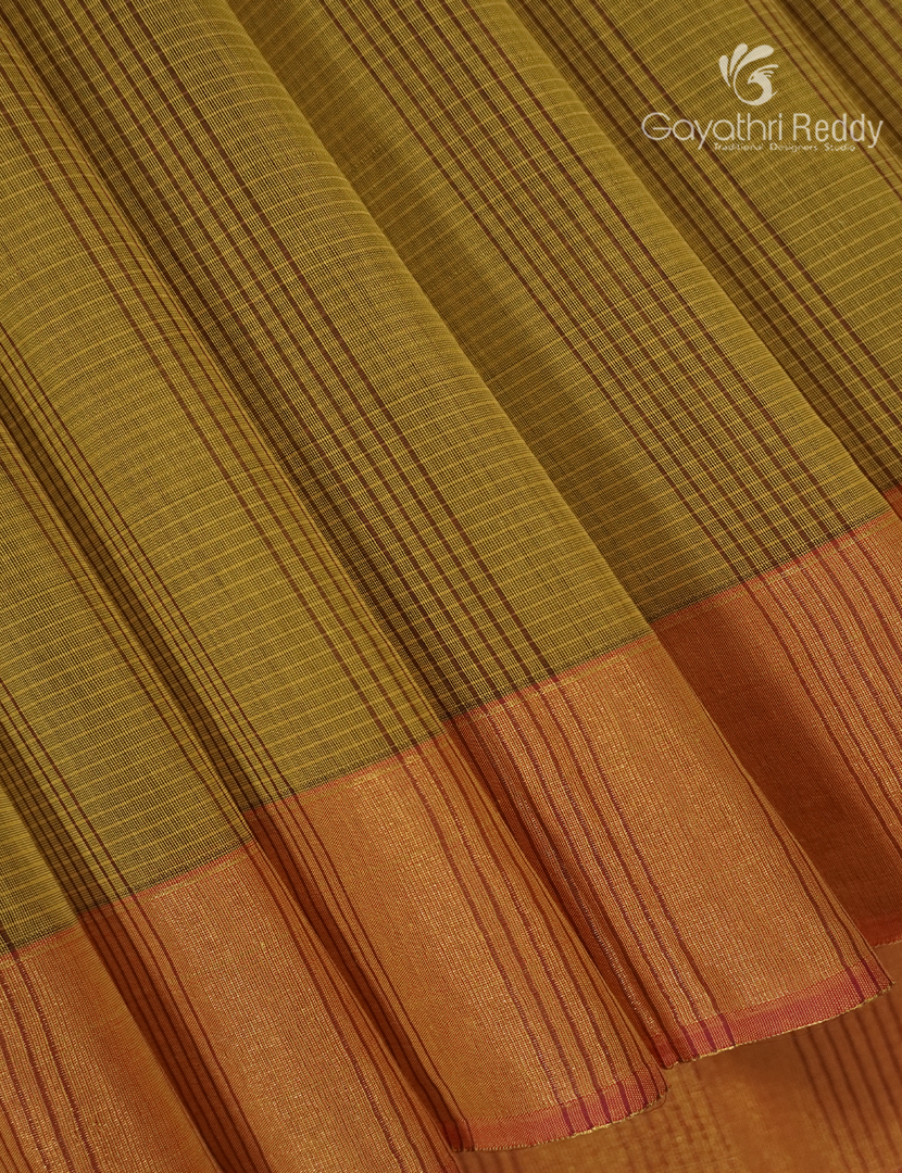 Semi Ikat Sico Saree in Dry Mehendi