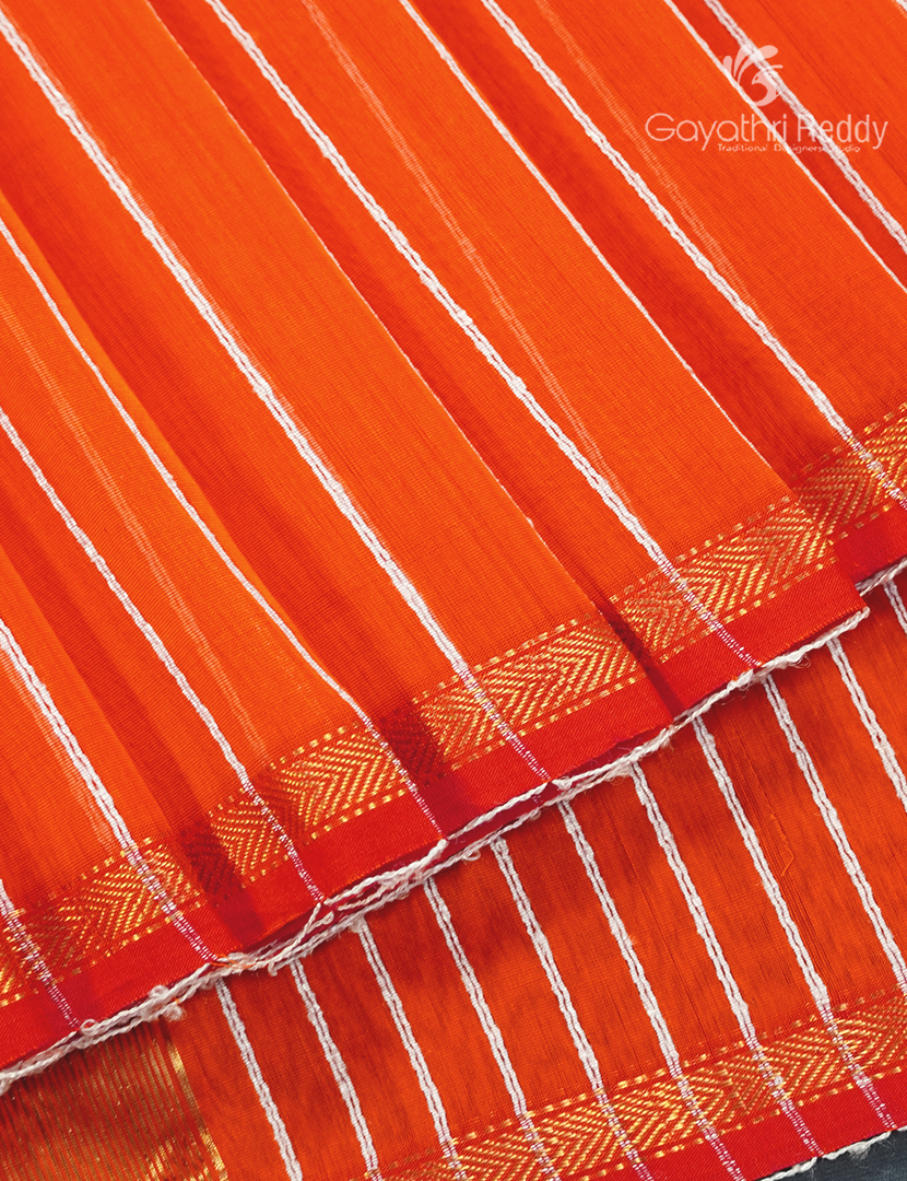 Pure Chanderi Sico Saree in Orange
