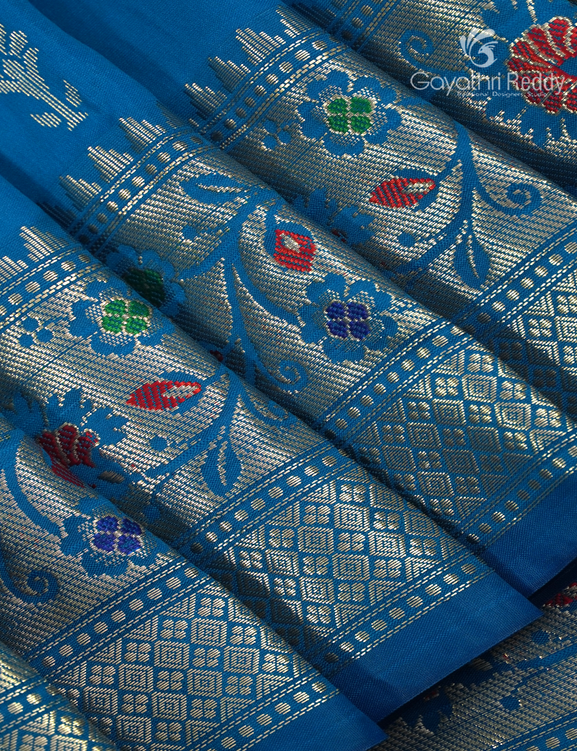 Semi Banaras Katan Silk Saree in Cobalt Blue