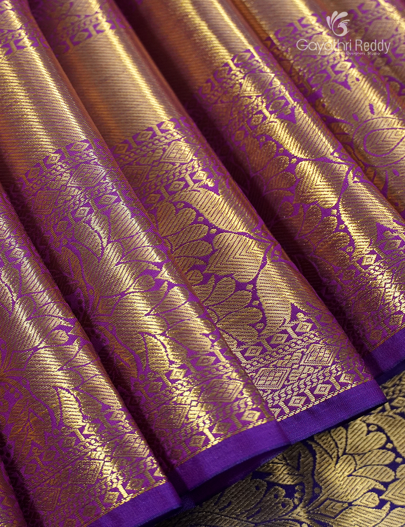 Semi Kanchipuram Silk Saree in Maroon and Royal Blue