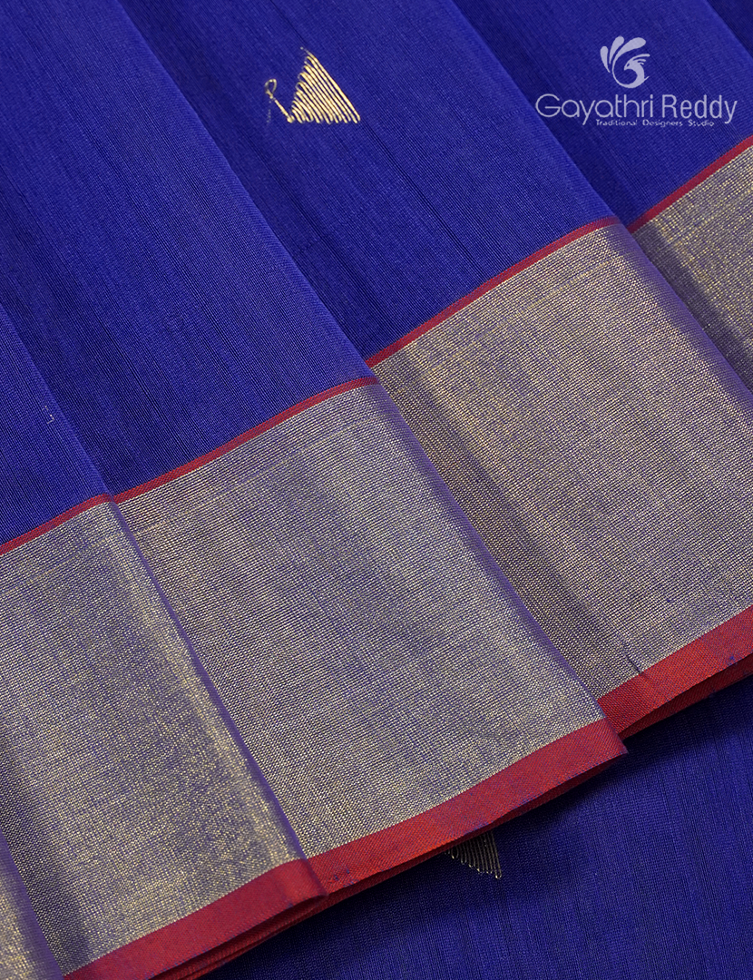 Pure Chanderi Sico Saree in Ink Blue