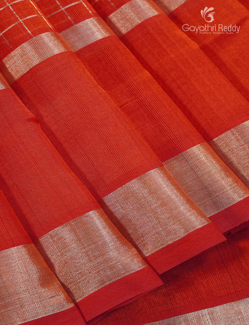 Pure Arani Sico Saree in Orange