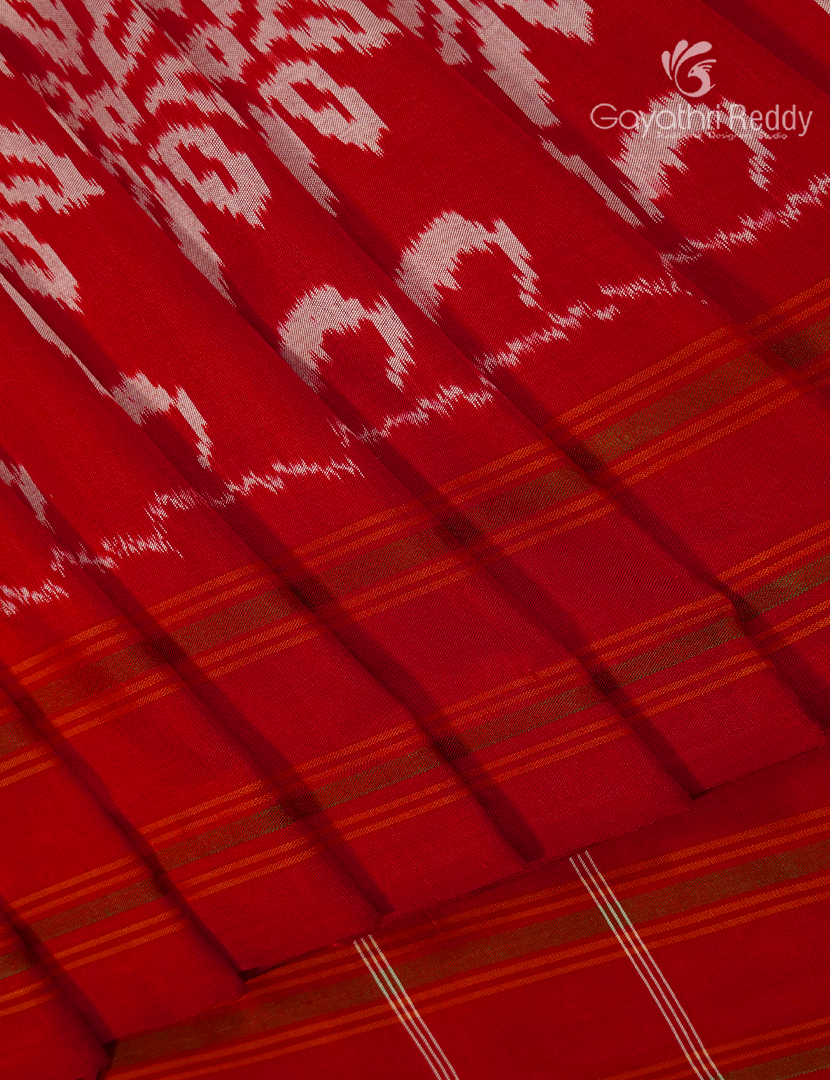 Pure Ikat Silk Saree in Red