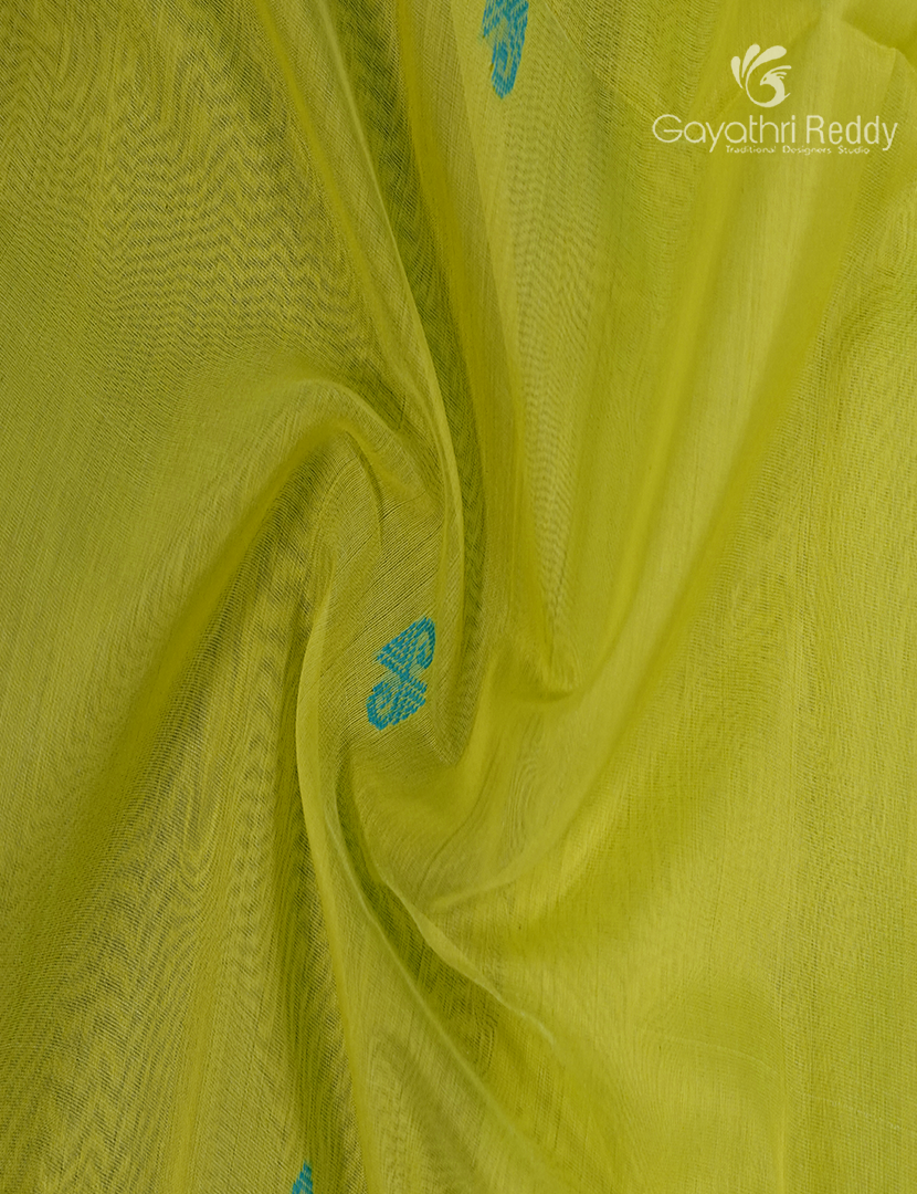 Pure Chanderi Sico Saree in Lime Green and Rama Green
