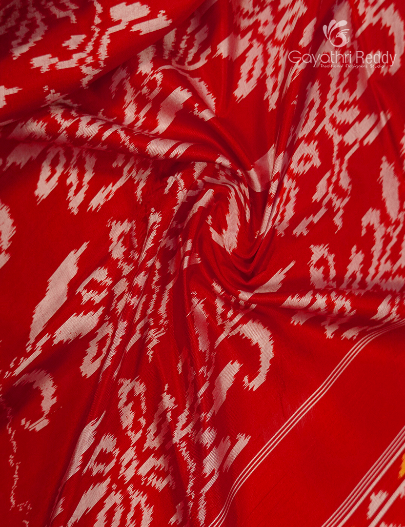 Pure Ikat Silk Saree in Red