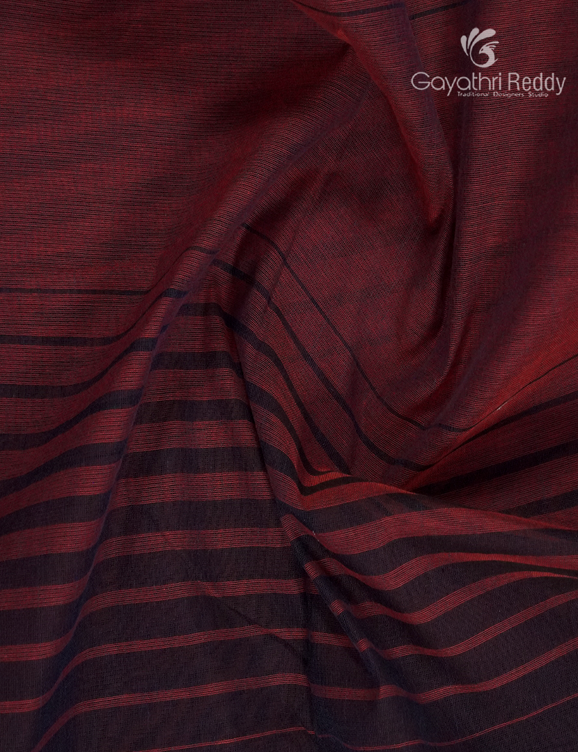 Pure Handloom Cotton Saree in Maroon and Black