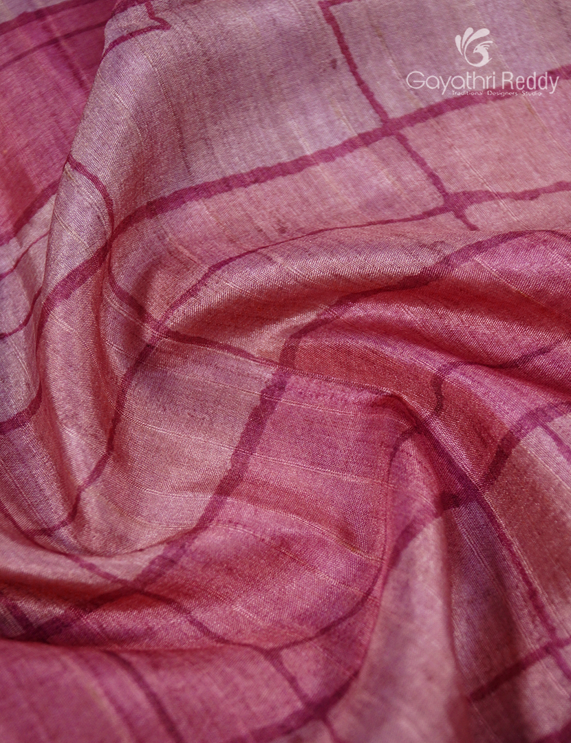Semi Tussar Saree in Baby Pink and Ivory