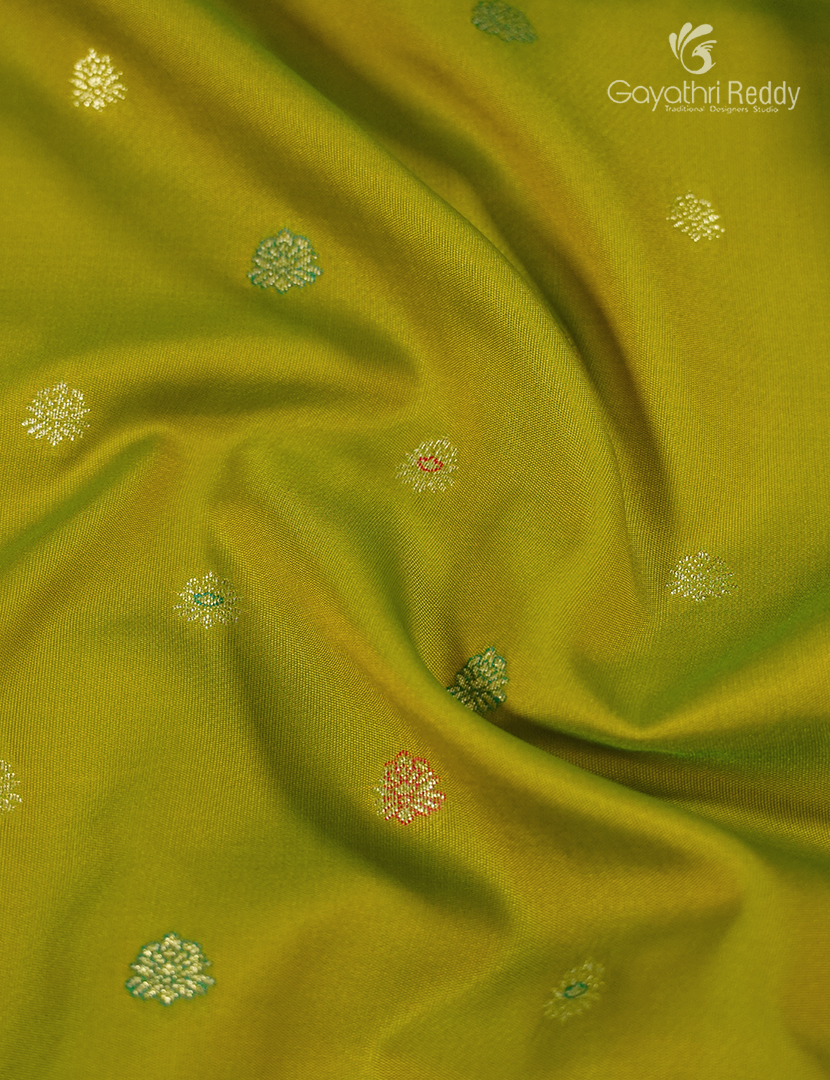 Semi Kanchipuram Silk Fancy Saree in Mehendi Green and Sea Foam Green