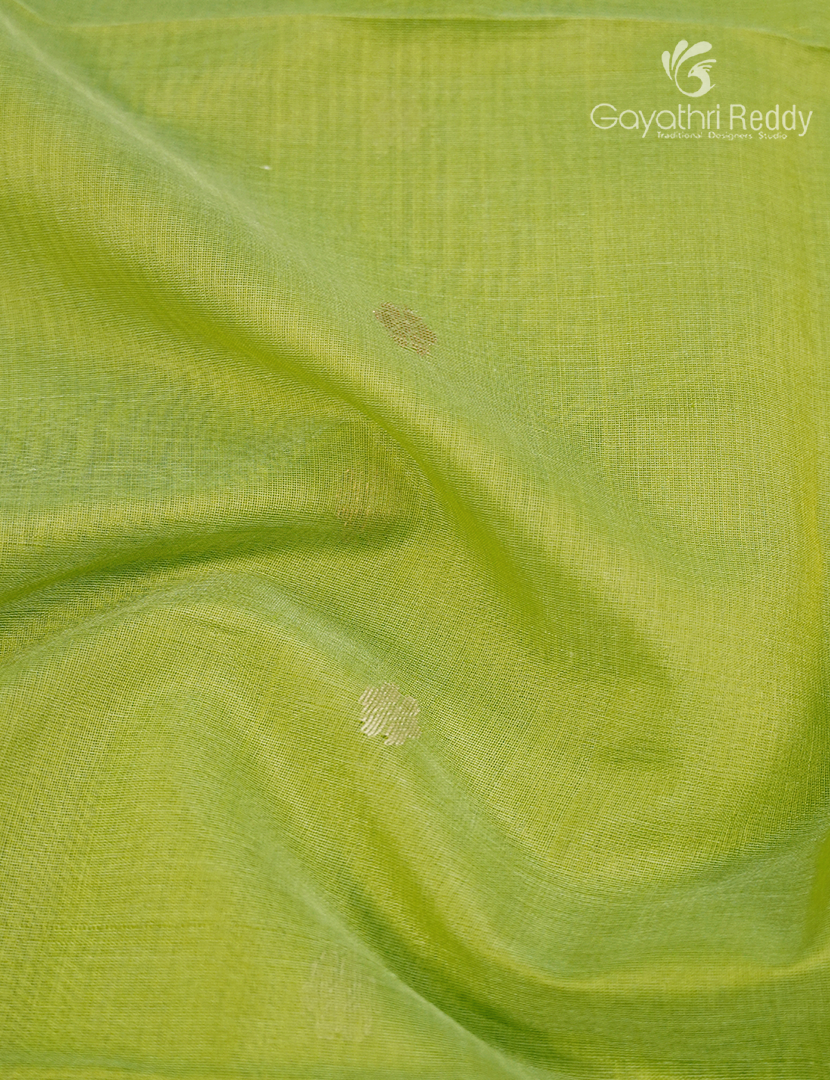 Pure Chanderi Sico Saree in Apple Green
