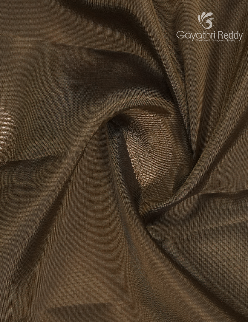 Pure Kanchipuram Silk Saree in Olive Green ( Small Borders )