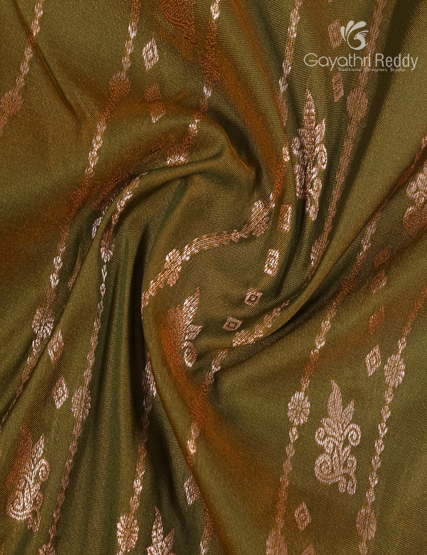 Semi Kanchipuram Art Silk Saree in Henna Green