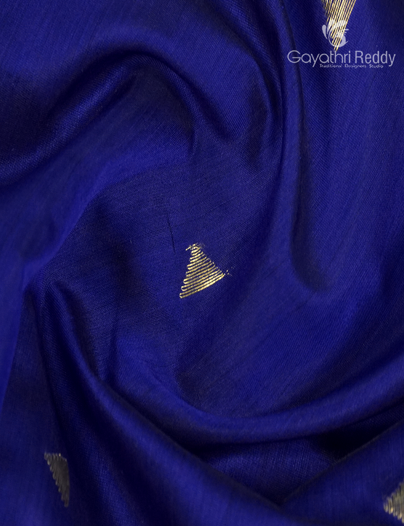 Pure Chanderi Sico Saree in Ink Blue