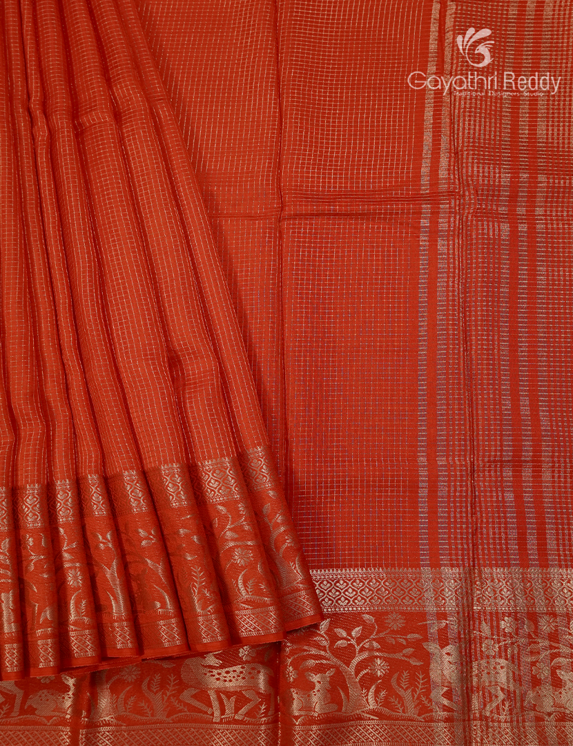 Semi Mysore Crepe Saree in Orange
