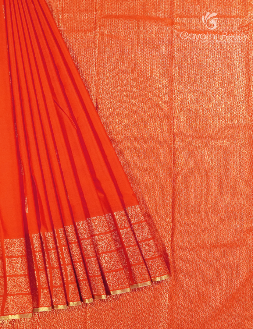 Semi Kanchipuram Silk Saree in Orange