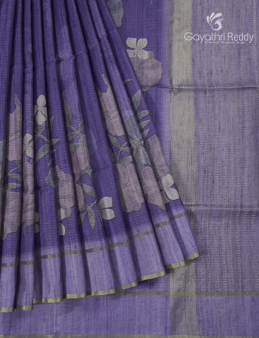 Semi Tussar Saree in Purple and Lavender