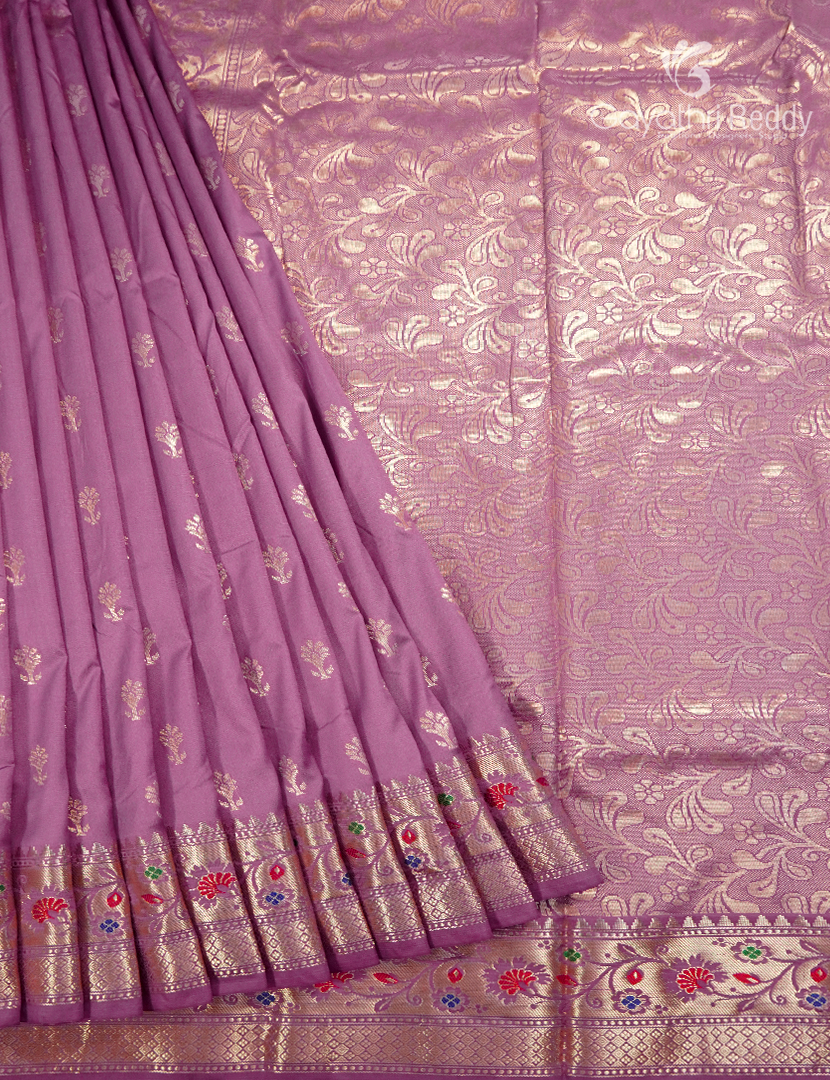 Semi Banaras Katan Silk Saree in Onion Pink