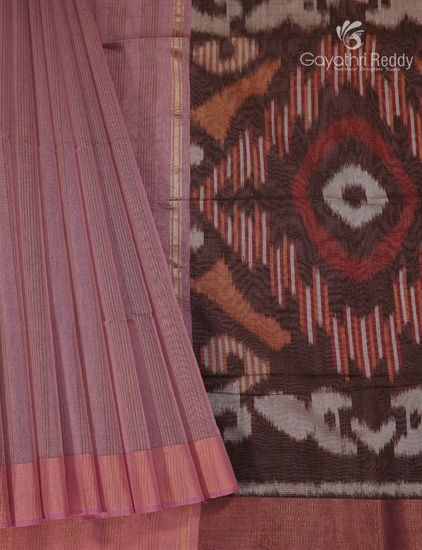 Semi Ikat Sico Saree in Baby Pink