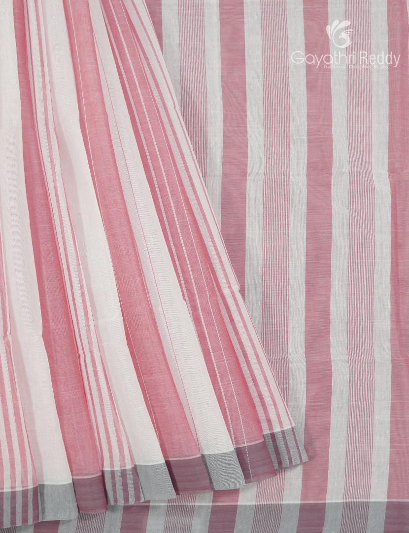Pure Handloom Cotton Saree in Cream and Baby Pink