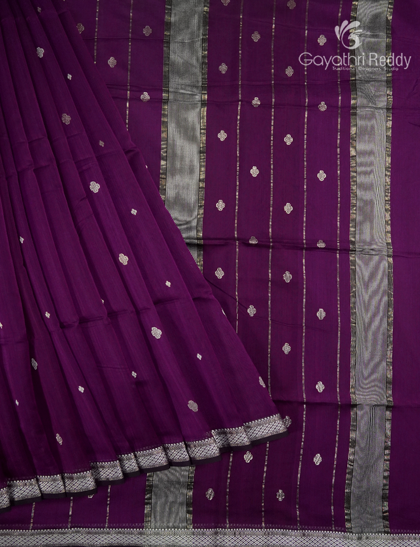 Pure Chanderi Sico Saree in Royal Purple