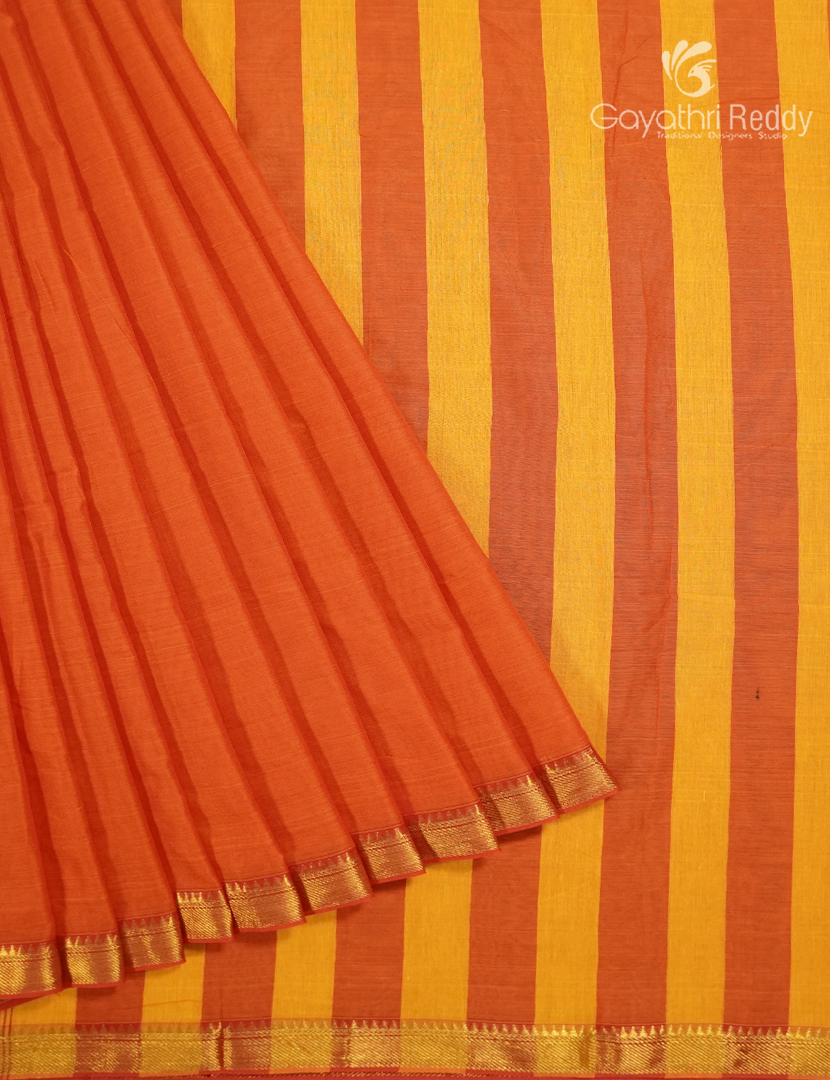 Pure Narayanpet Cotton Saree in Orange