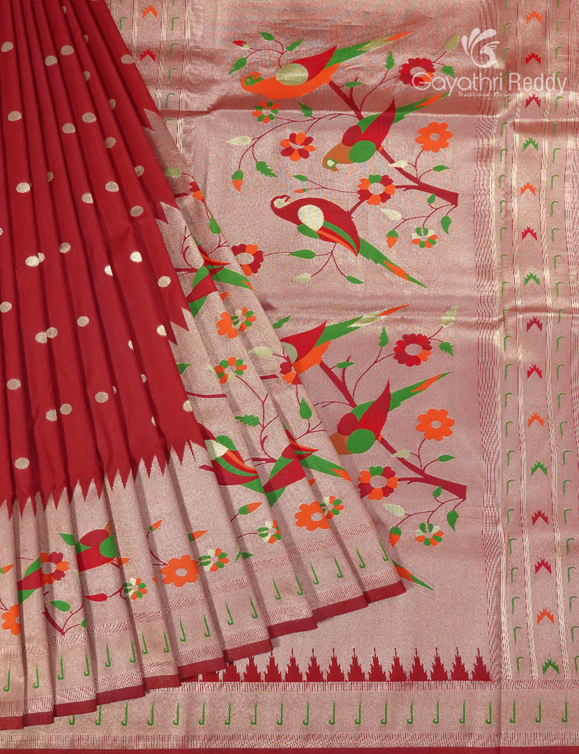 Semi Kanchipuram Silk Fancy Saree in Bridal Red