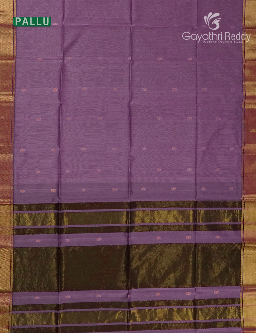 Pure Chanderi Sico Saree in Mauve Lavender and Deep Brown