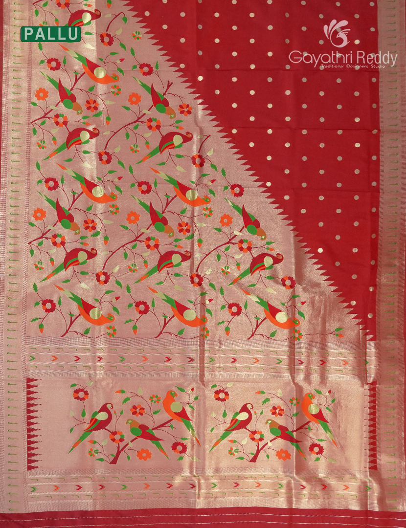 Semi Kanchipuram Silk Fancy Saree in Bridal Red