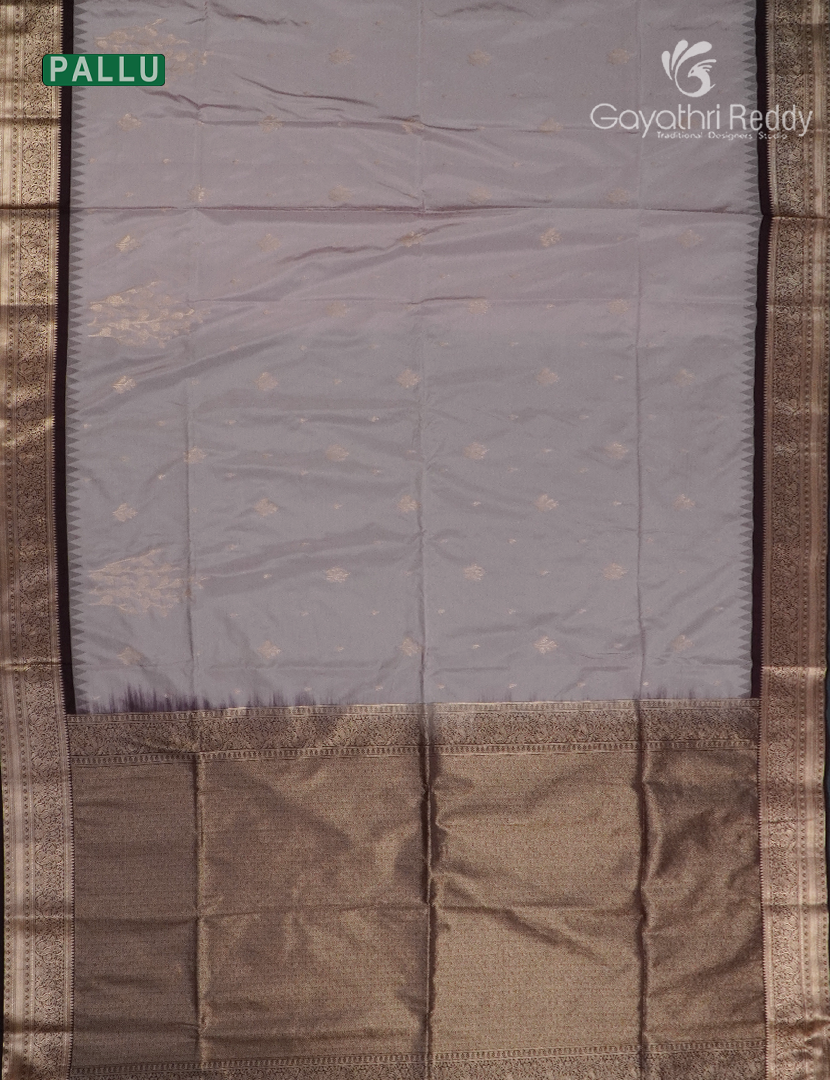 Soft Silk Saree in Ivory and Deep Snuff