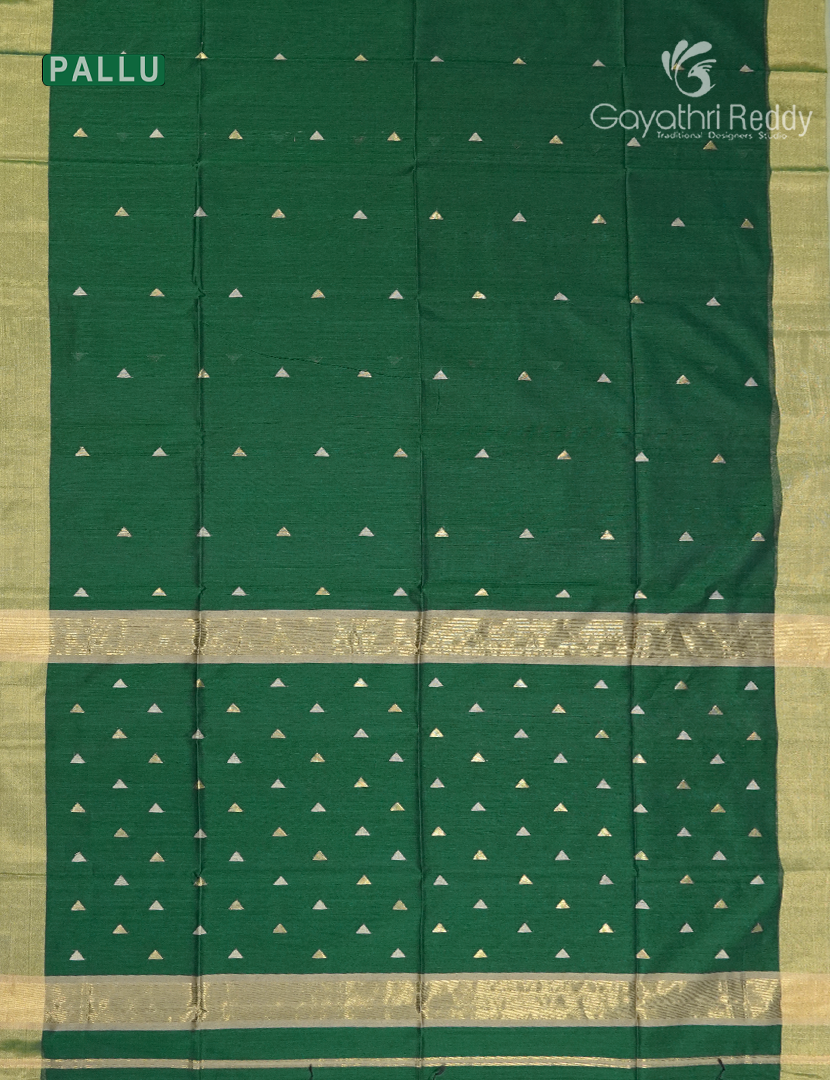 Pure Chanderi sico Saree in Mango Green