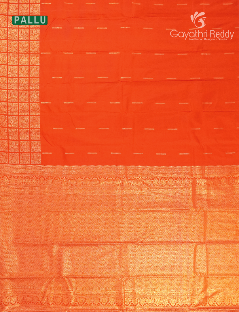 Semi Kanchipuram Silk Saree in Orange