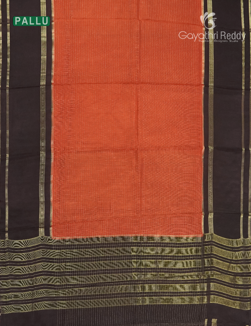 Semi Mysore Crepe Saree in Orange and Brown