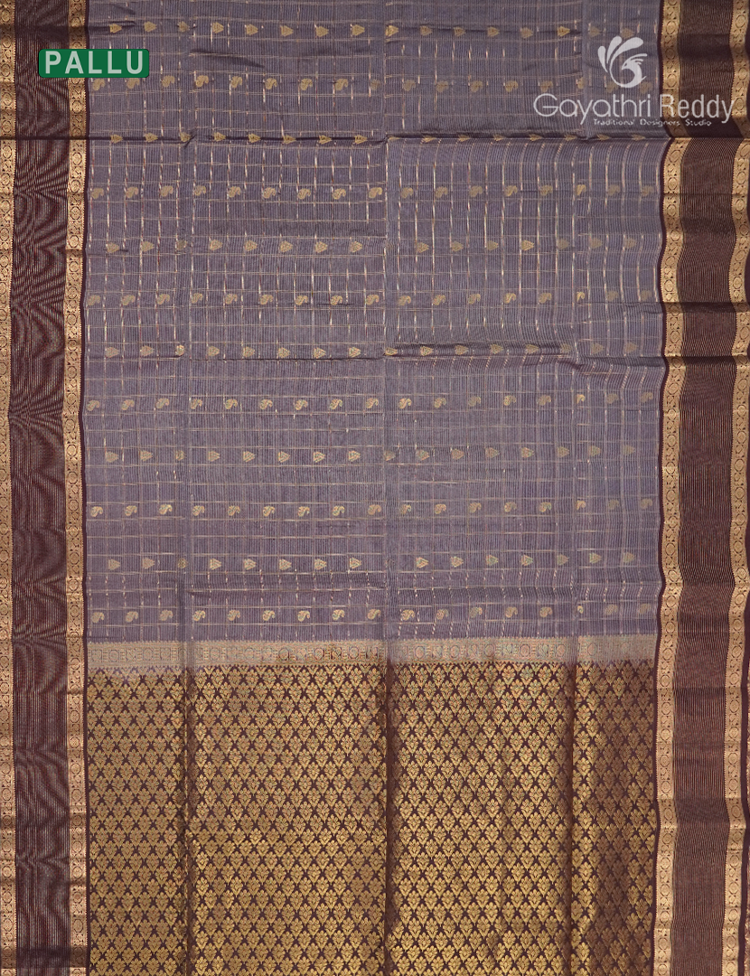 Pure Kanchipuram Vintage Silk Saree in Grey and Brown