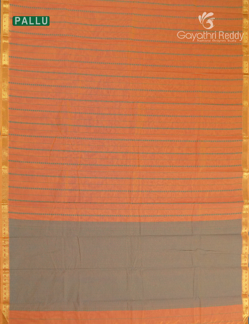 Pure Kanchi Cotton Saree in Orange