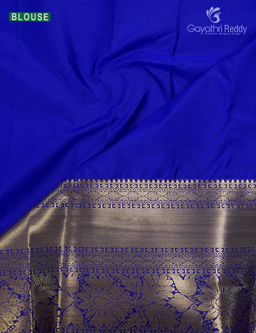 Semi Kanchipuram Silk Saree in Maroon and Royal Blue