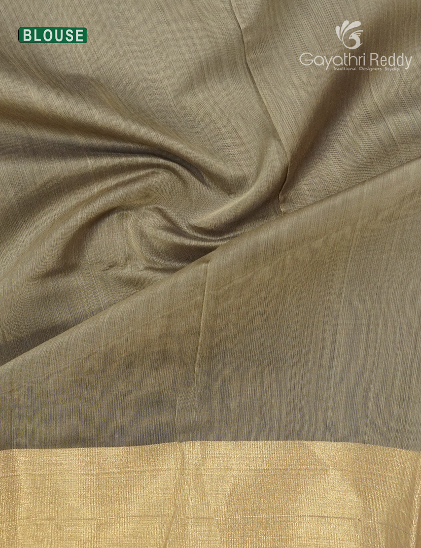 Pure Chanderi sico Saree in Mango Green