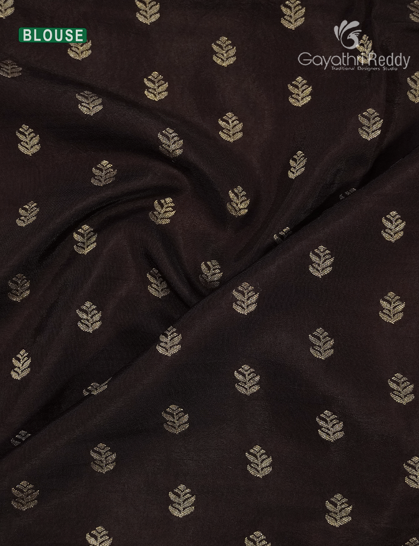 Semi Mysore Crepe Saree in Orange and Brown