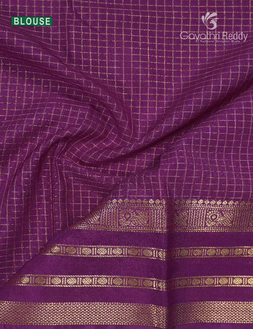 Semi Mysore Crepe Saree in Lilac and Deep Burgundy