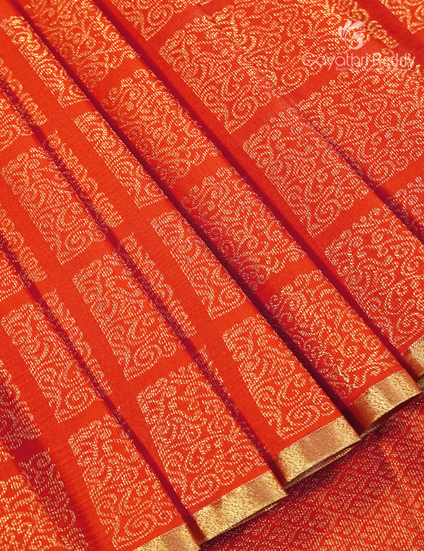 Semi Kanchipuram Silk Saree in Orange