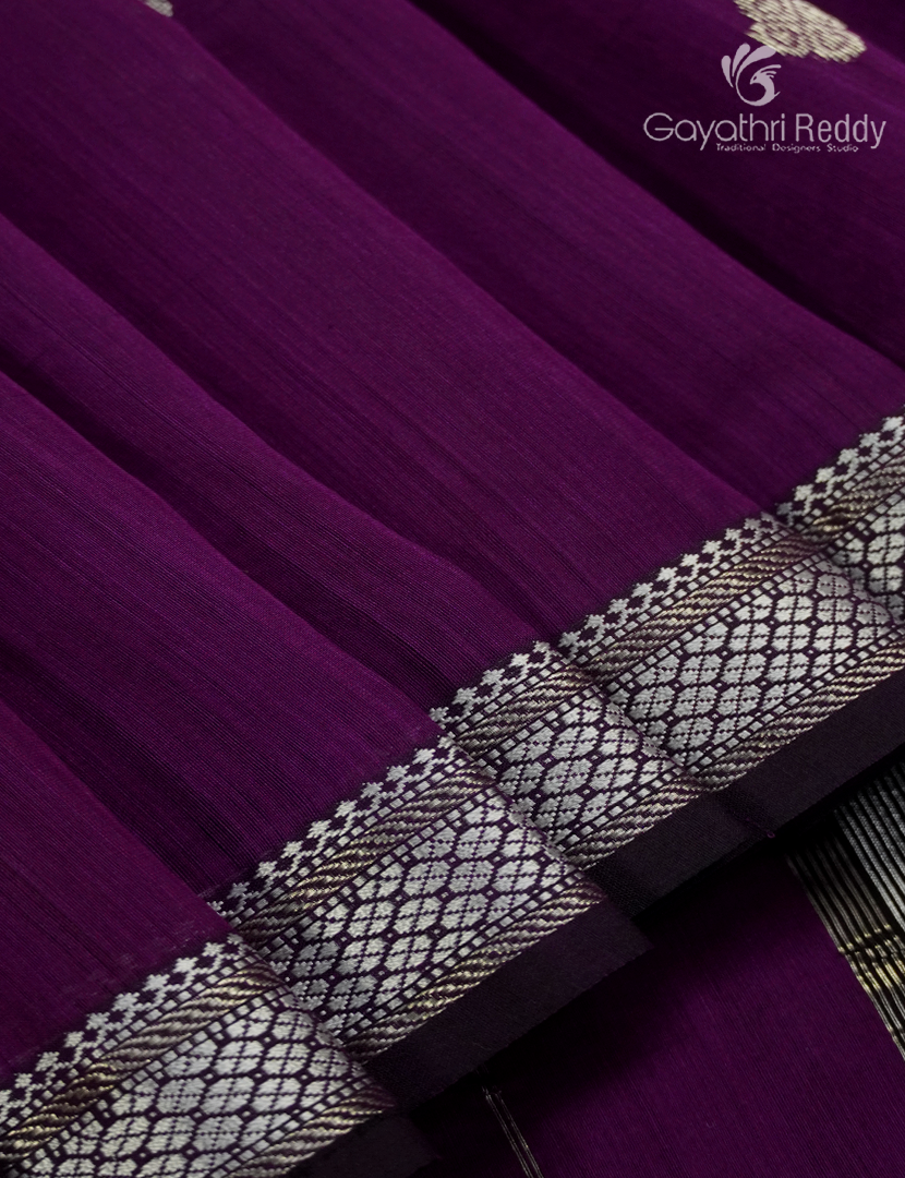 Pure Chanderi Sico Saree in Royal Purple