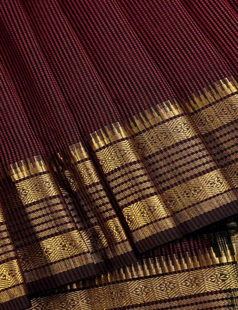 Pure Chanderi Sico Saree in Deep Brown