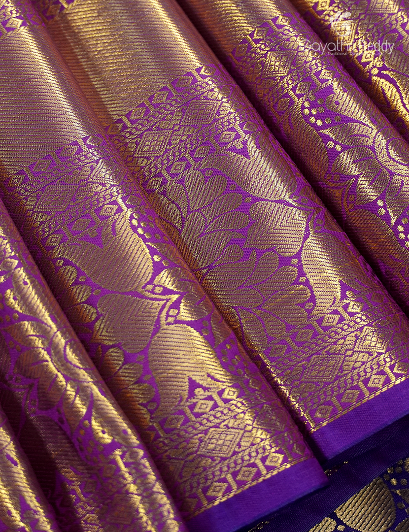 Semi Kanchipuram Silk Saree in Maroon and Royal Blue