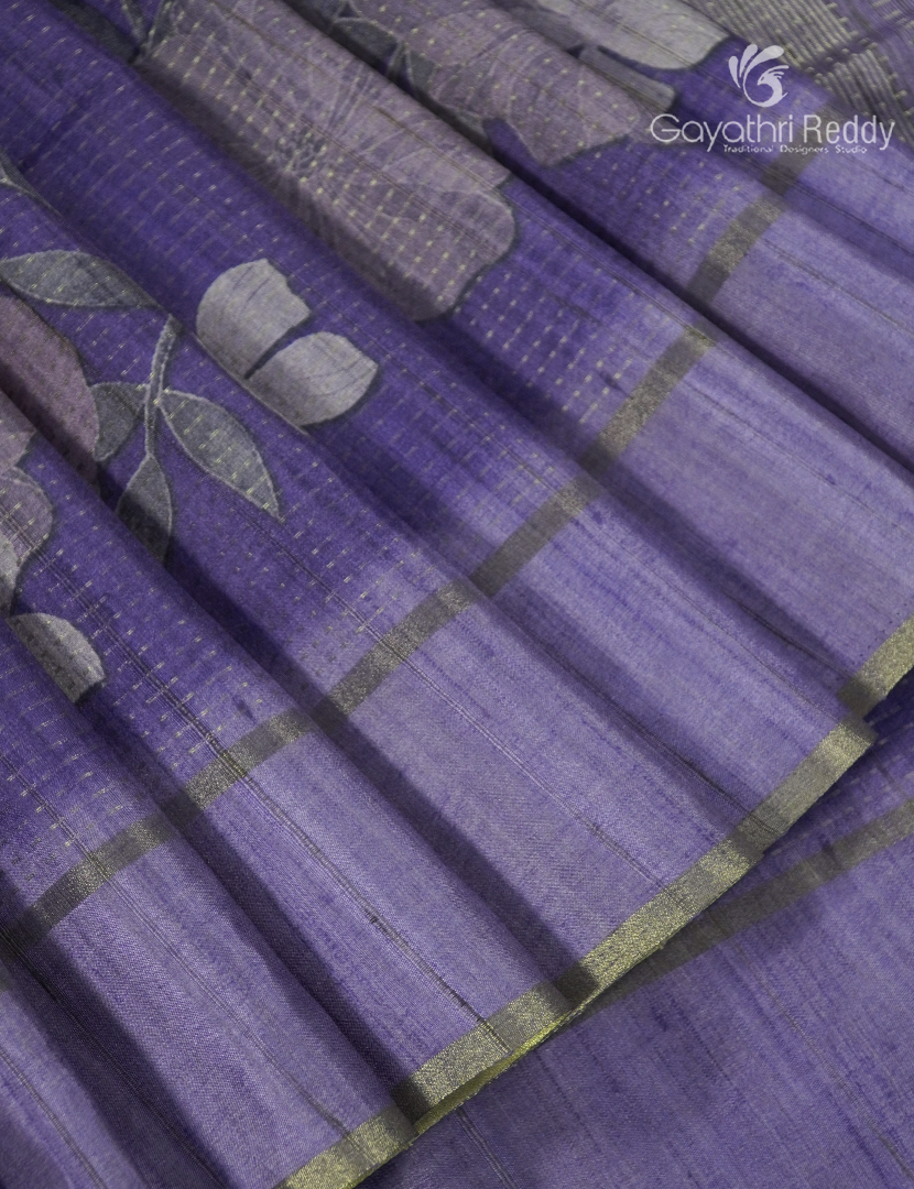 Semi Tussar Saree in Purple and Lavender