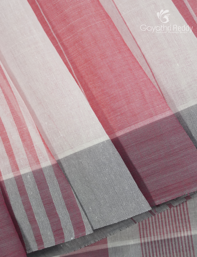 Pure Handloom Cotton Saree in Cream and Baby Pink