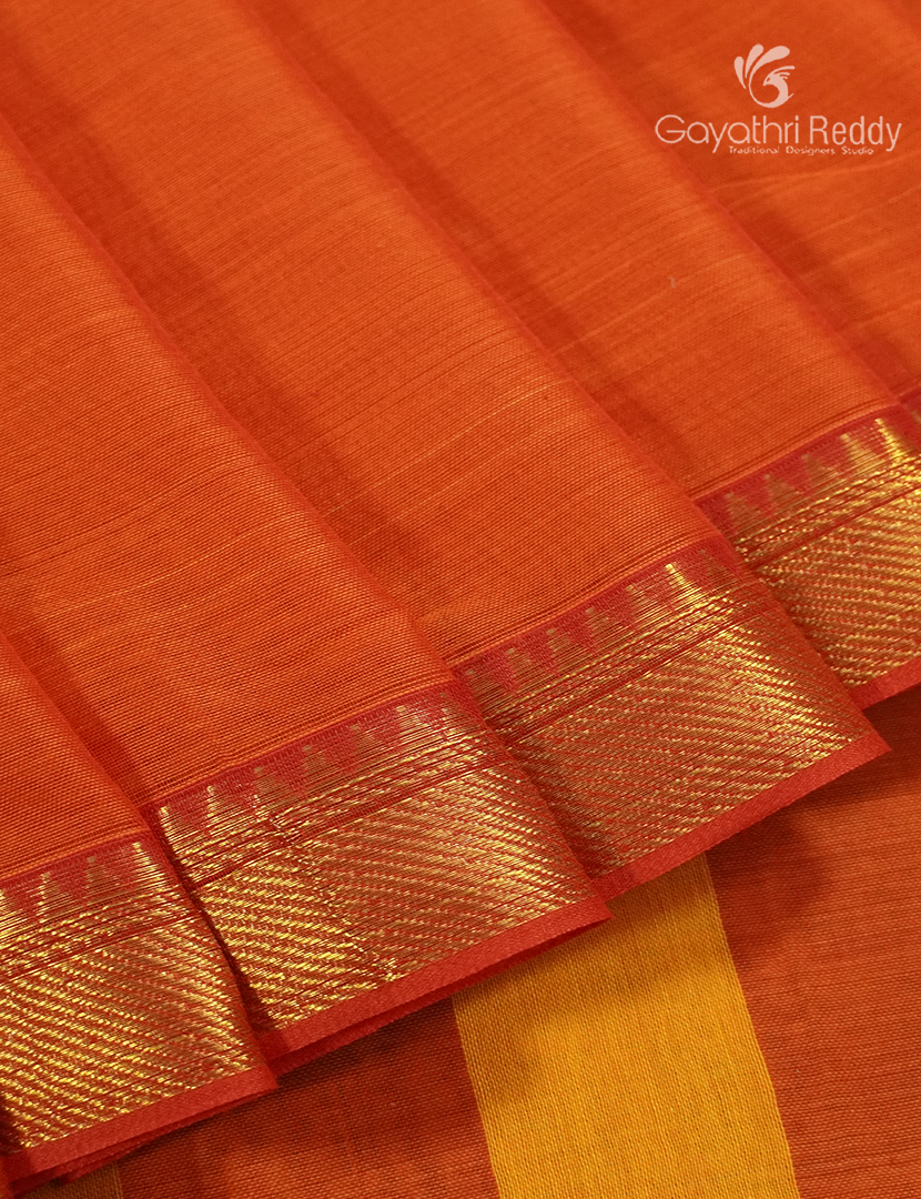 Pure Narayanpet Cotton Saree in Orange