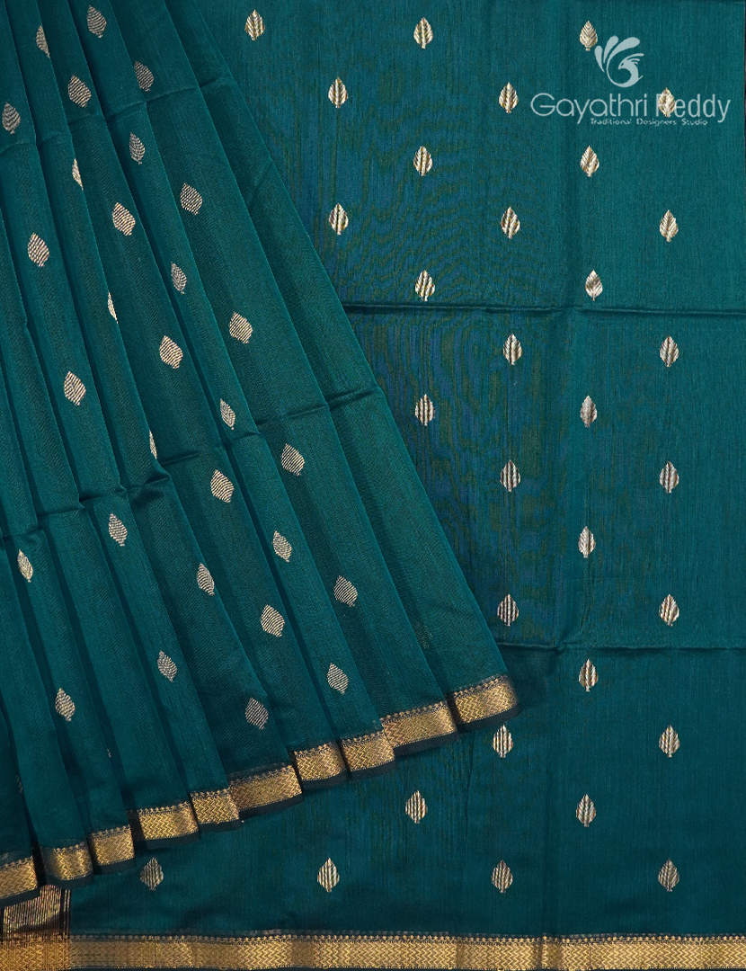 Pure Chanderi Sico Saree in Deep Rama Green