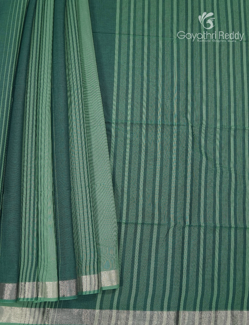 Pure Kanchi Cotton Saree in Rama Green and Sea Green