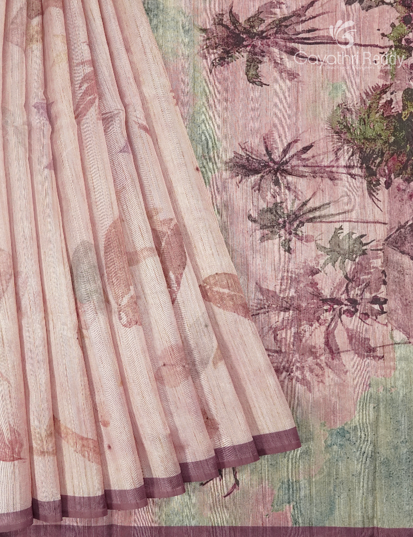 Semi Tussar Saree in Powder Pink and Onion Pink