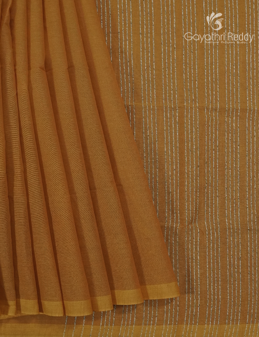 Pure Handloom Cotton Saree in Mustard